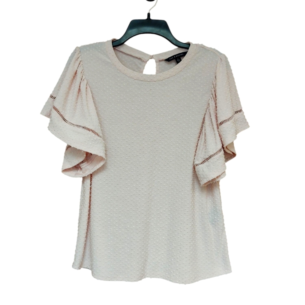 EUC Zac & Rachel Pale Pink Swiss Dot Women's Top Size M